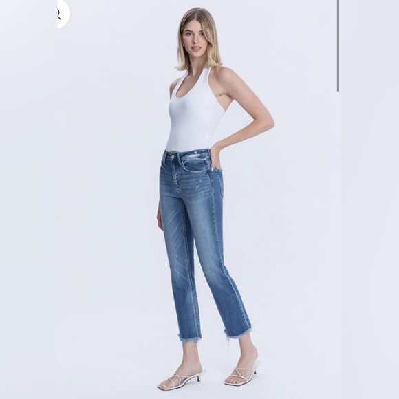 Flying Monkey Women’s Sz 31 Congenial - Mid Rise Crop Slim Straight Jeans - Picture 1 of 7